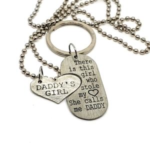 2 Piece Set "Daddy's Little Girl" Key Chain & Necklace Stainless Steel NWOT